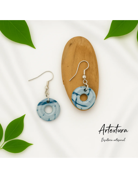 Pendientes Circulo Abierto Azul