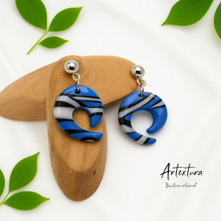 Pendientes Caracol Azul y Blanco