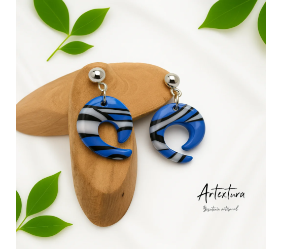 Pendientes Caracol Azul y Blanco
