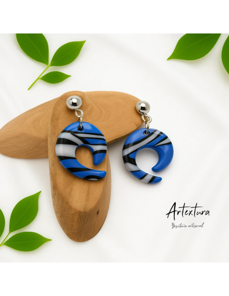 Pendientes Caracol Azul y Blanco
