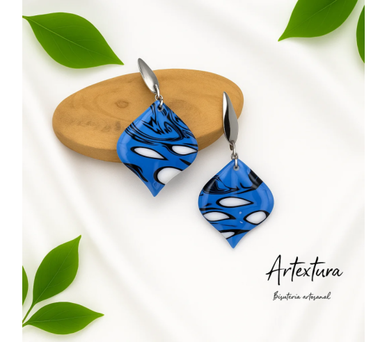 Pendientes Gotas Azul y Blanco