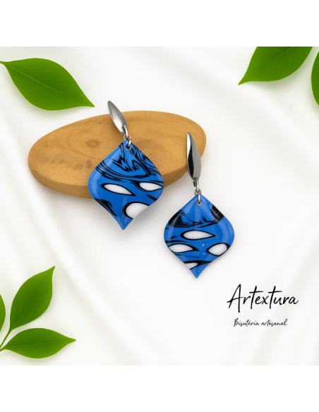 Pendientes Gotas Azul y Blanco