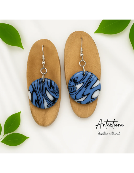 Pendientes Circulo Azul y Blanco