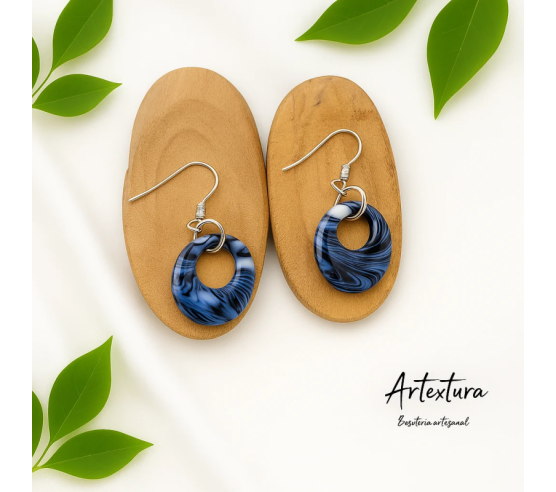 Pendientes Ronda Azul y Blanco