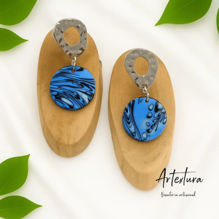 Pendientes Circulo Azul y Negro