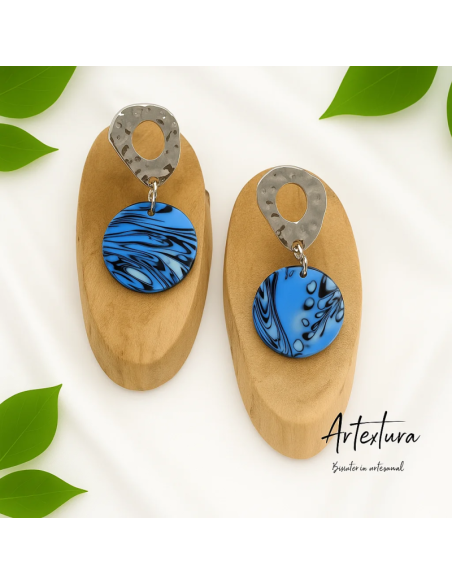 Pendientes Circulo Azul y Negro