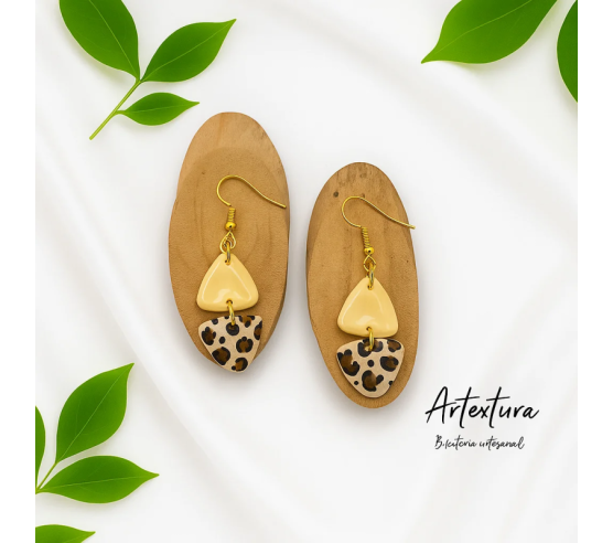 Pendientes Doble Triangulo Leopardo