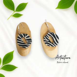 Pendientes Organico Cebra