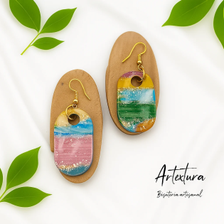 Pendientes Ovalos Multicolor