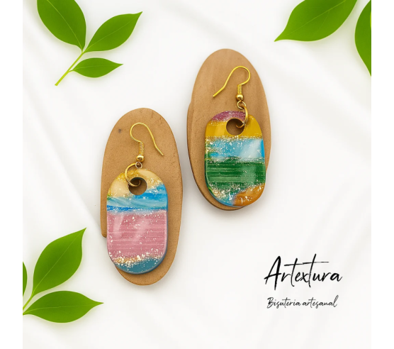 Pendientes Ovalos Multicolor
