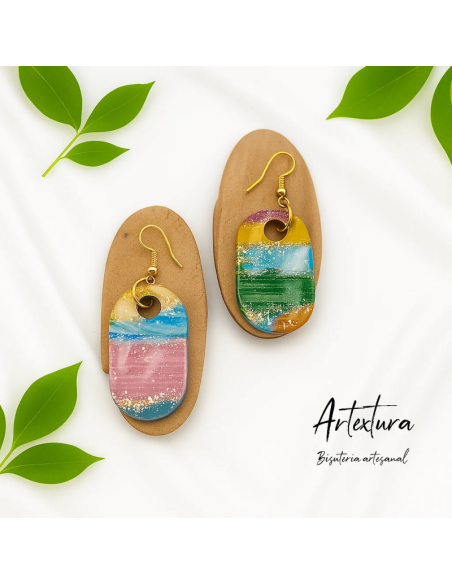 Pendientes Ovalos Multicolor