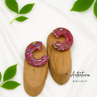 Pendientes Semicirculo En Rosa