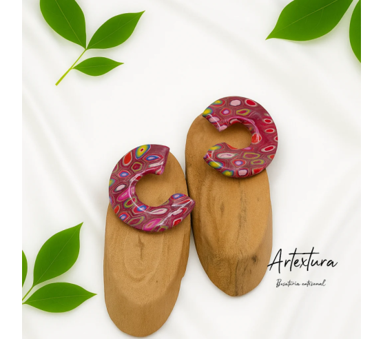 Pendientes Semicirculo En Rosa