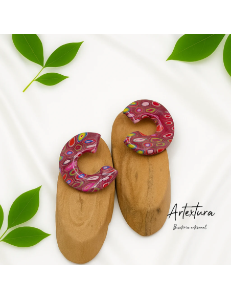 Pendientes Semicirculo En Rosa