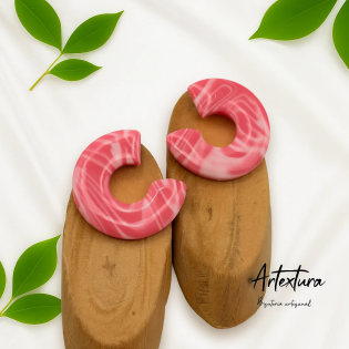 Pendientes Semicirculo Rosa Chicle
