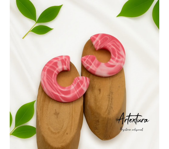 Pendientes Semicirculo Rosa Chicle