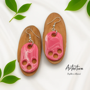 Pendientes Ovalo Rosa Chicle