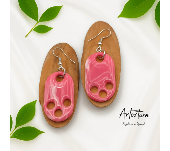 Pendientes Ovalo Rosa Chicle