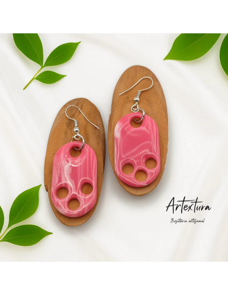 Pendientes Ovalo Rosa Chicle