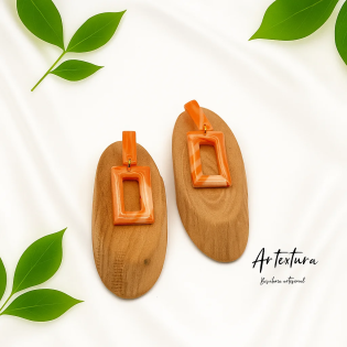 Pendientes Cuadrado Naranja