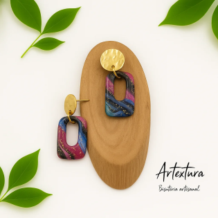 Pendientes Cuadrado Abierto Multicolor