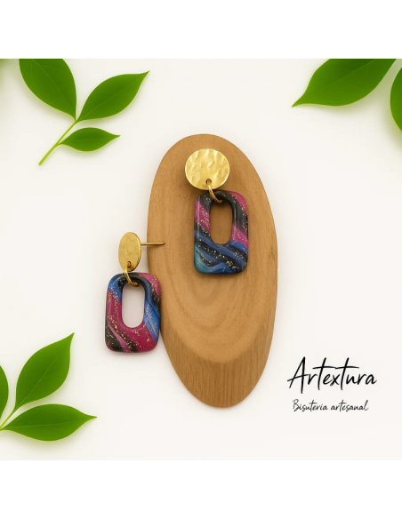 Pendientes Cuadrado Abierto Multicolor
