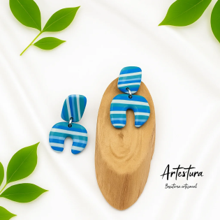 Pendientes Garra Rayas Azul