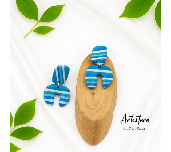 Pendientes Garra Rayas Azul