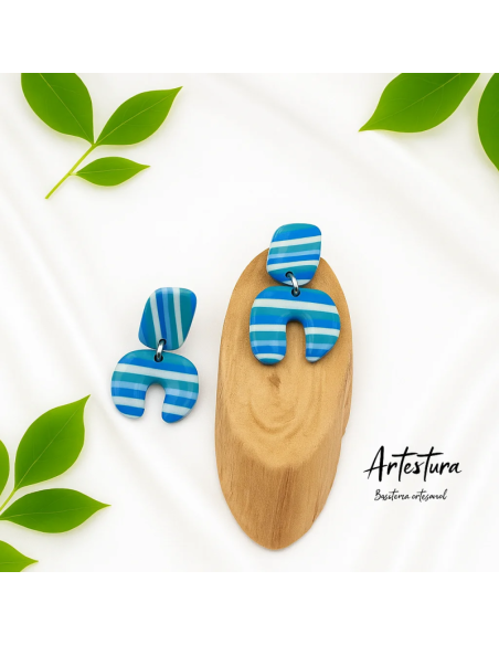 Pendientes Garra Rayas Azul