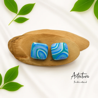 Pendientes Cuadrado Mar Azul