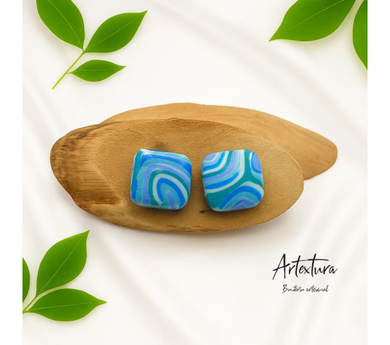 Pendientes Cuadrado Mar Azul