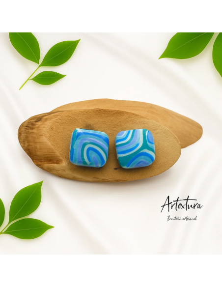 Pendientes Cuadrado Mar Azul