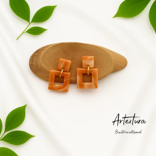 Pendientes Cuadrados Naranja