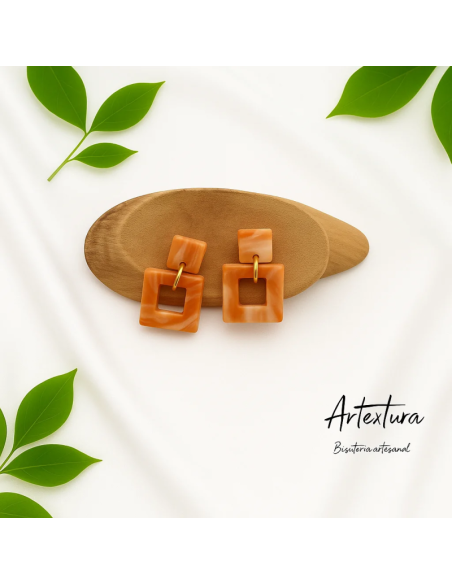 Pendientes Cuadrados Naranja