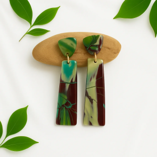 Pendientes Barras Verde Bosque