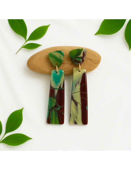 Pendientes Barras Verde Bosque