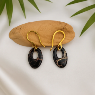 Pendientes Ovalaos Negros y Dorados