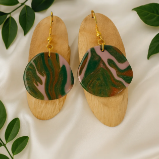 Pendientes Circulos Camuflaje