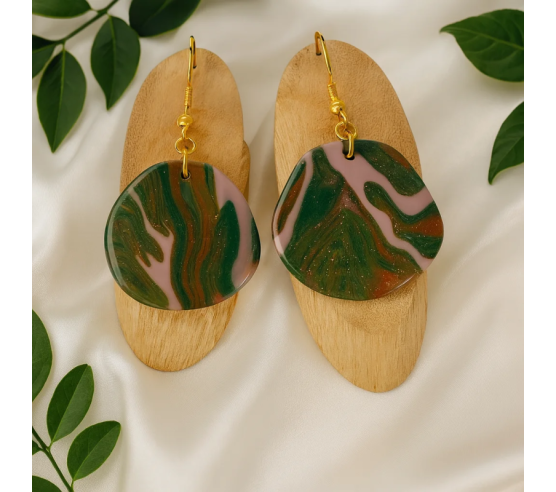 Pendientes Circulos Camuflaje