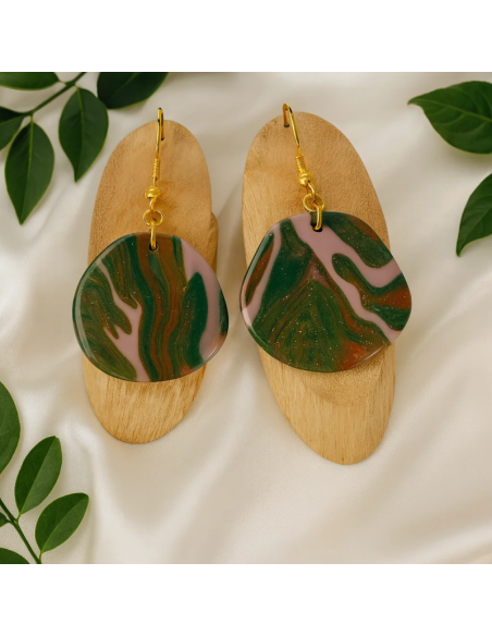 Pendientes Circulos Camuflaje