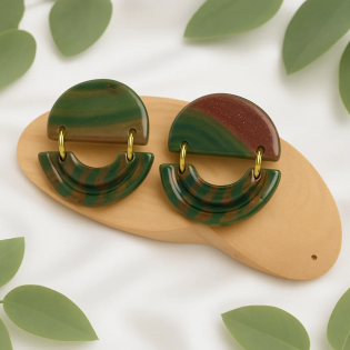 Pendientes Media Luna Camuflaje