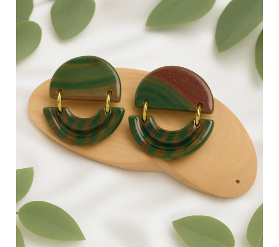 Pendientes Media Luna Camuflaje