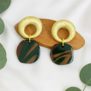 Pendientes Organico Dorado Camuflaje
