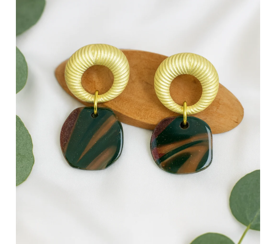 Pendientes Organico Dorado Camuflaje