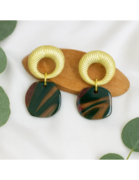 Pendientes Organico Dorado Camuflaje