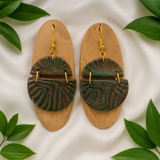 Pendientes Medio Circulo Camuflaje