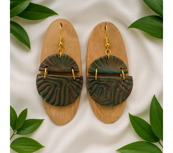 Pendientes Medio Circulo Camuflaje