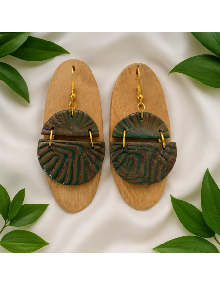 Pendientes Medio Circulo Camuflaje