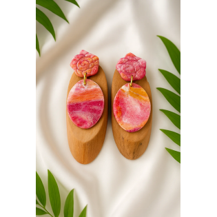 Pendientes Ovalo Rosado