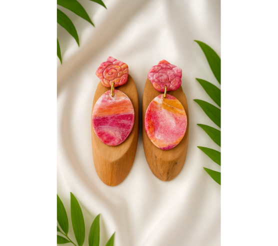 Pendientes Ovalo Rosado
